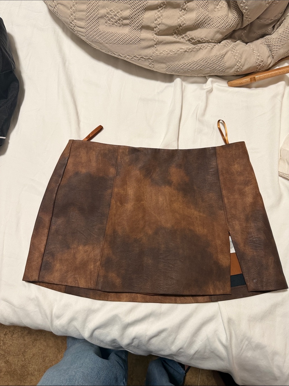 Brown Faux-Leather Mini Skirt